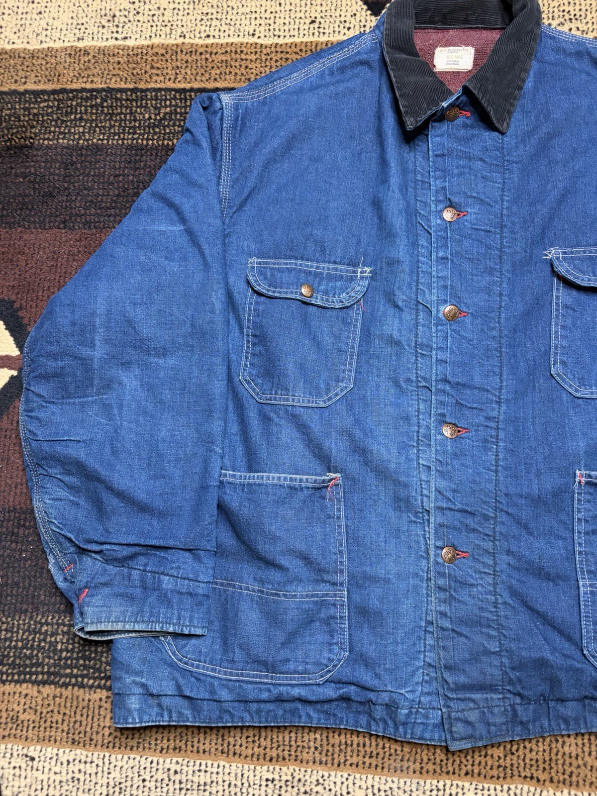 Vintage 60s Big Mac Sanforized Penneys Lined Denim Chore Coat Jacket Size XXL