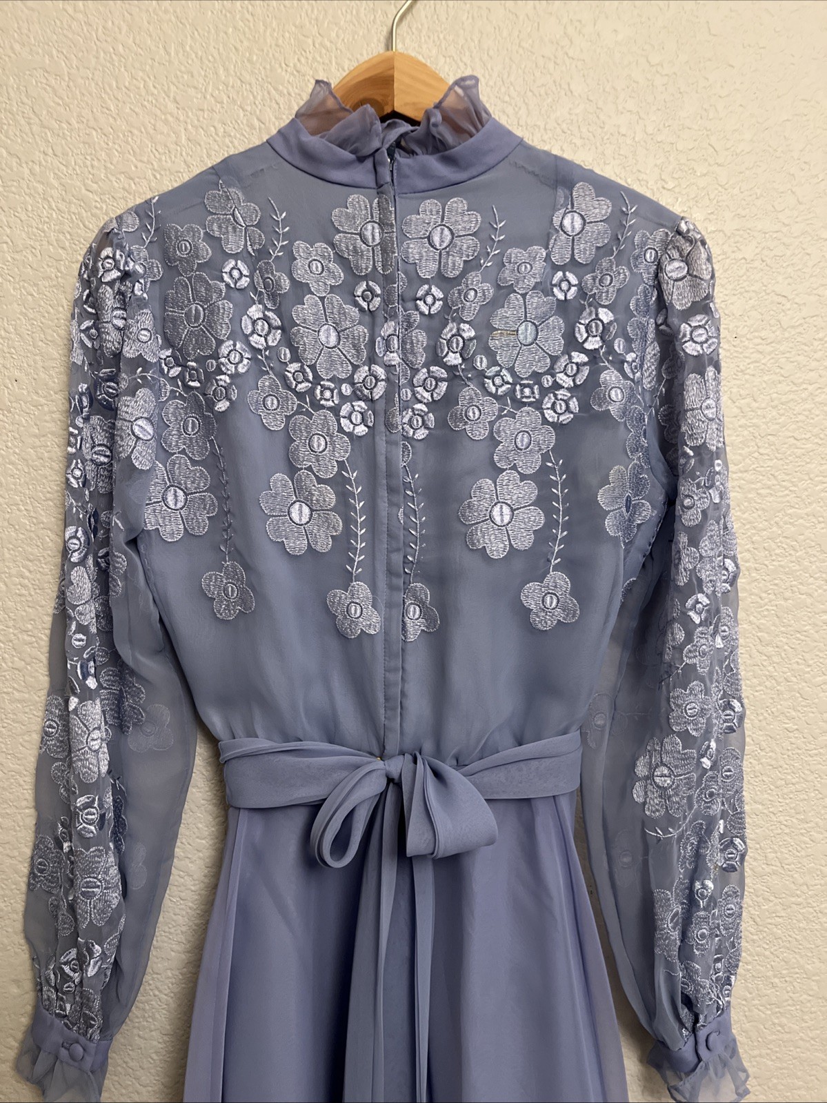 Vintage Miss Elliette Dress Chiffon Gown Fairycore Whimsigoth 60s 70s Midi 10