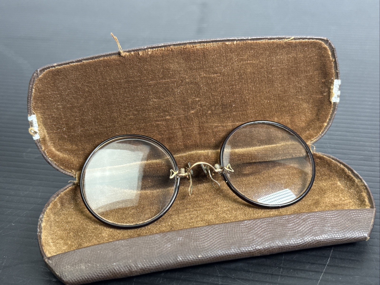 Antique Pince Nez Hard Bridge Spring Loaded Pinch Glasses Antique