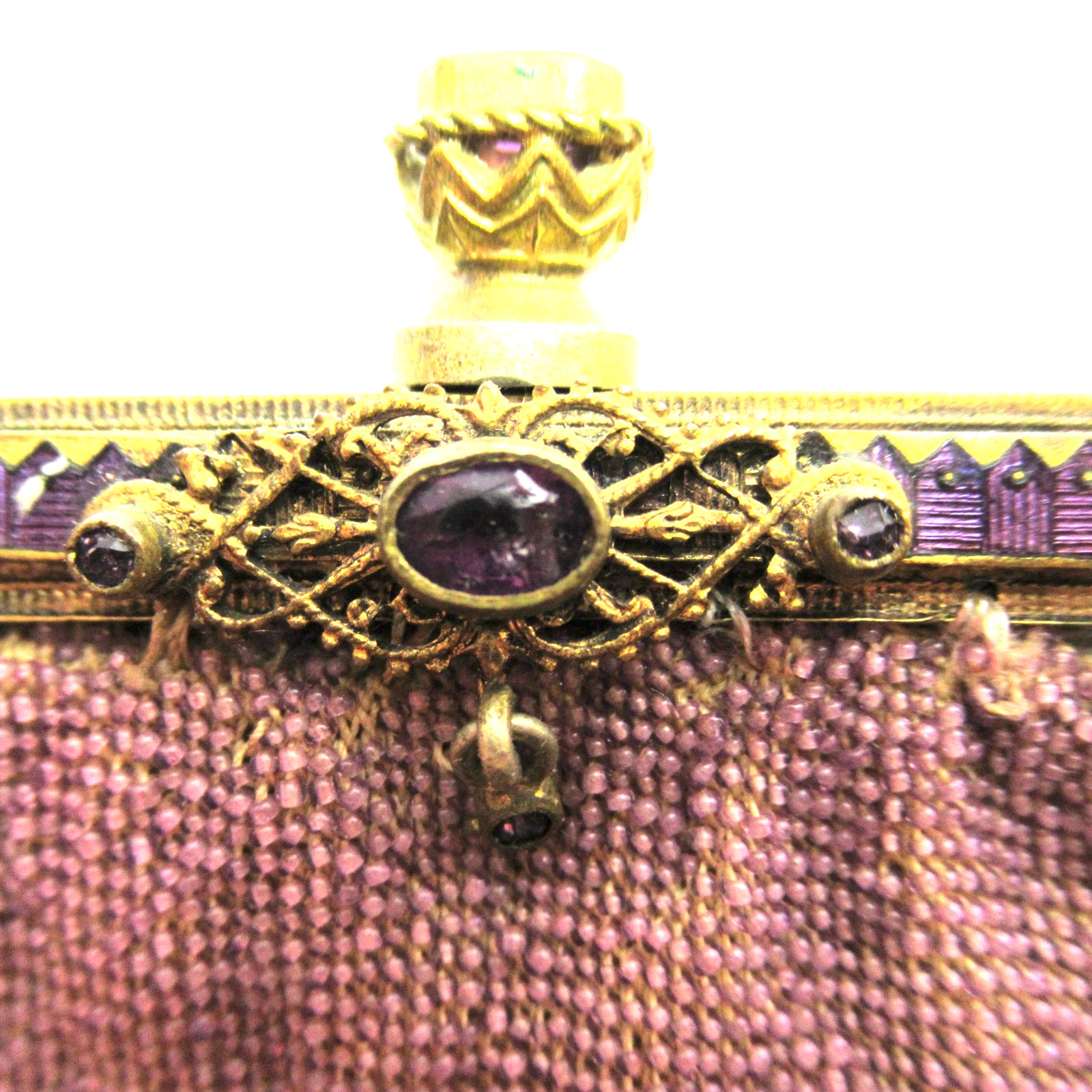 Antique Vintage Micro Beaded Purse Scenic Guilloche Frame SELLER PAYS US TARIFFS