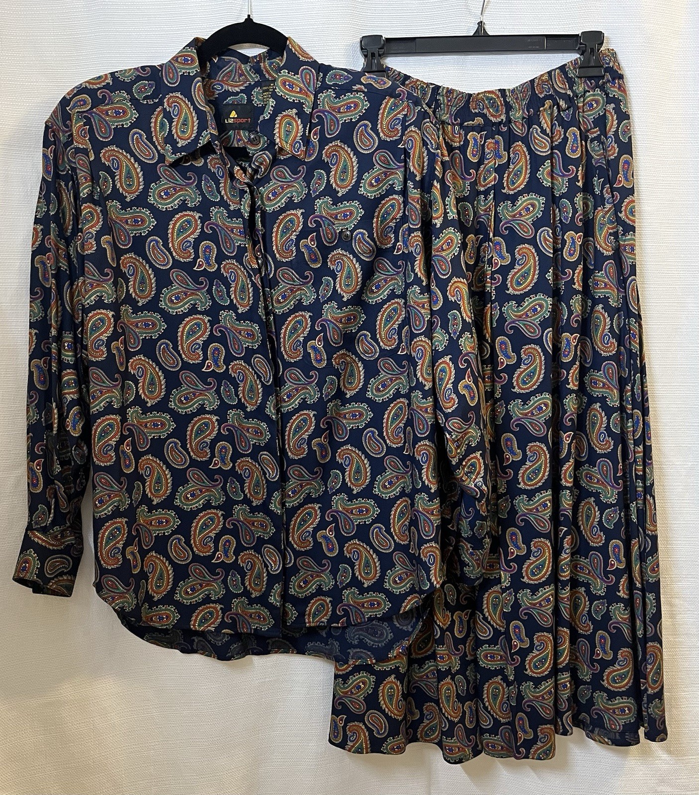 Vintage Women’s Medium Liz Claiborne (Liz Sport) Paisley Long Skirt & Blouse