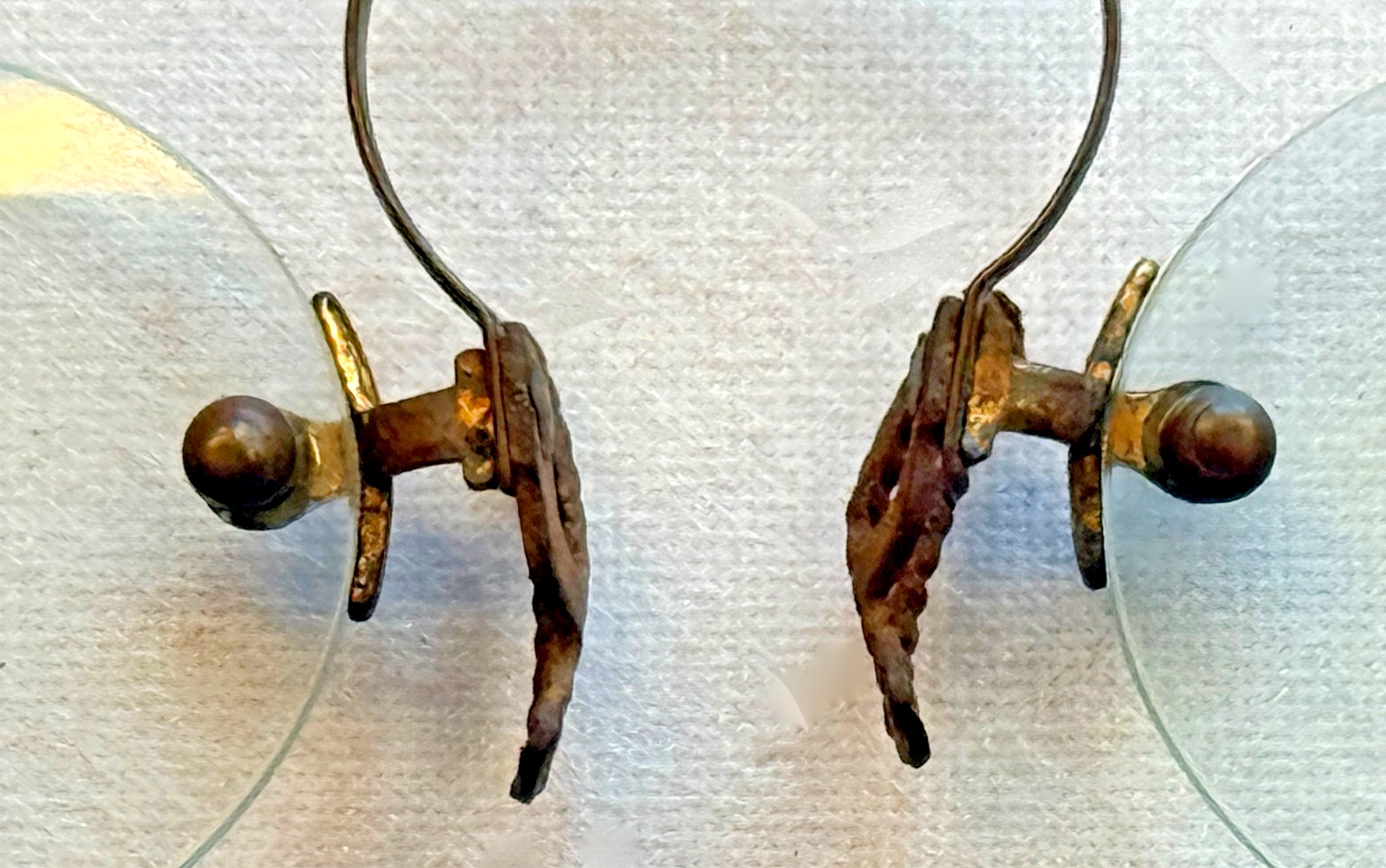 Antique Gold Tone Pince Nez Glasses W/Ornate Nose Piece & Clear Unscratched Lens