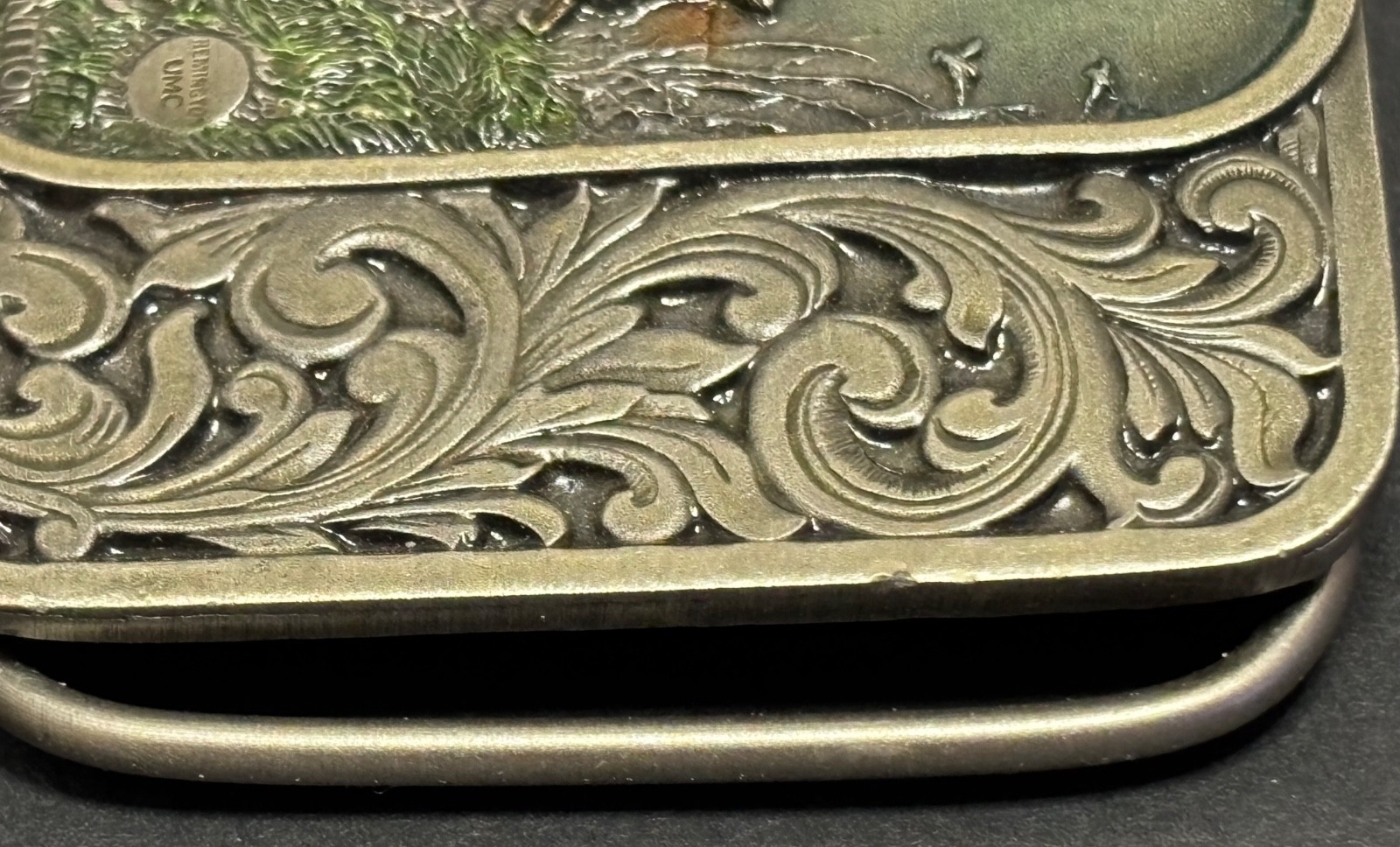 Remington UMC Sculpted Bergamot G-400 Enameled Pewter Belt Buckle USA