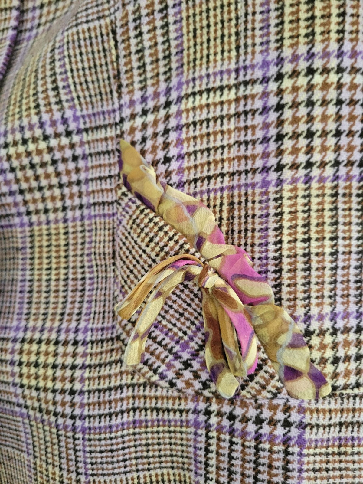 Vintage David Meister Plaid Skirt Suit — Wool Blend, Silk – Size 8