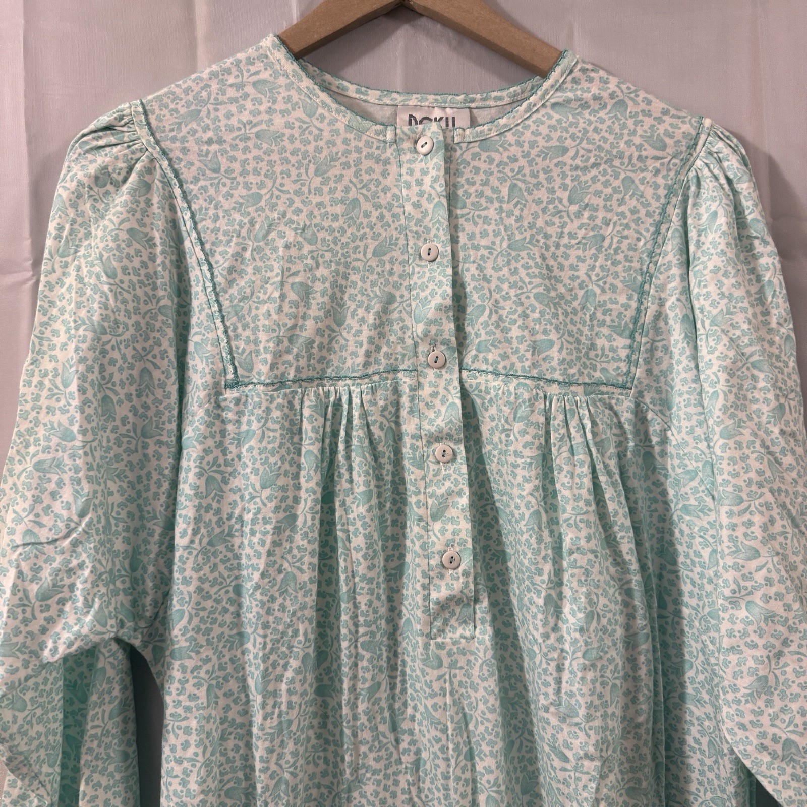 Vintage Modest Nightgown XL 44/46 So Soft Long Baumwolle Open Back Hospital Pjs