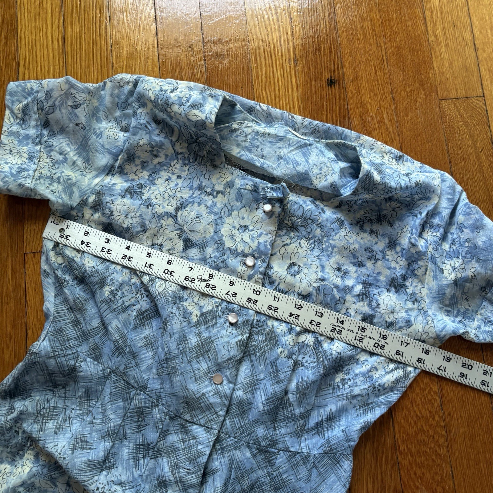 Vintage 1970s Floral Print Dress Polyester Blend As Is Worn Flaws Stains Summer