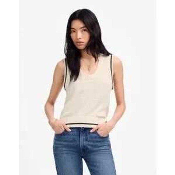 Madewell Bouclé Knit Sweater Tank Vest Womens Small Vintage Ivory NV243