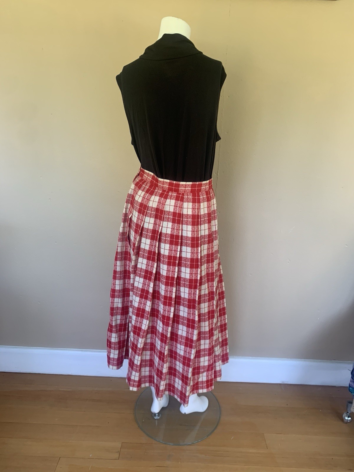 Vintage Plaid Pendleton A-Line Midi Skirt | High Waisted Checkered Riding Skirt