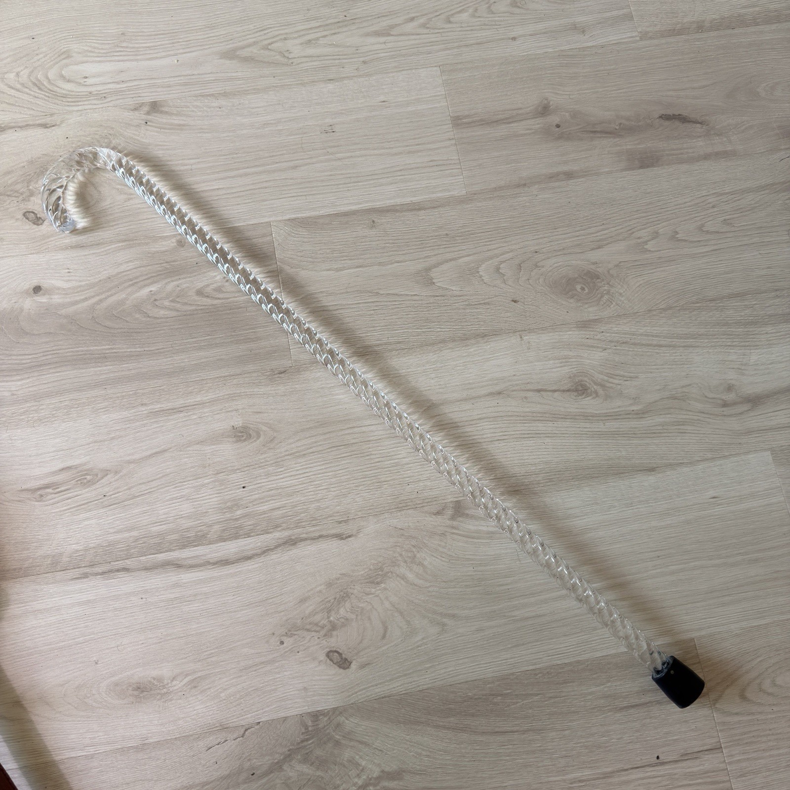 Vintage Clear Twisted Lucite Acrylic Walking Cane Crook Handle Decorative Cane