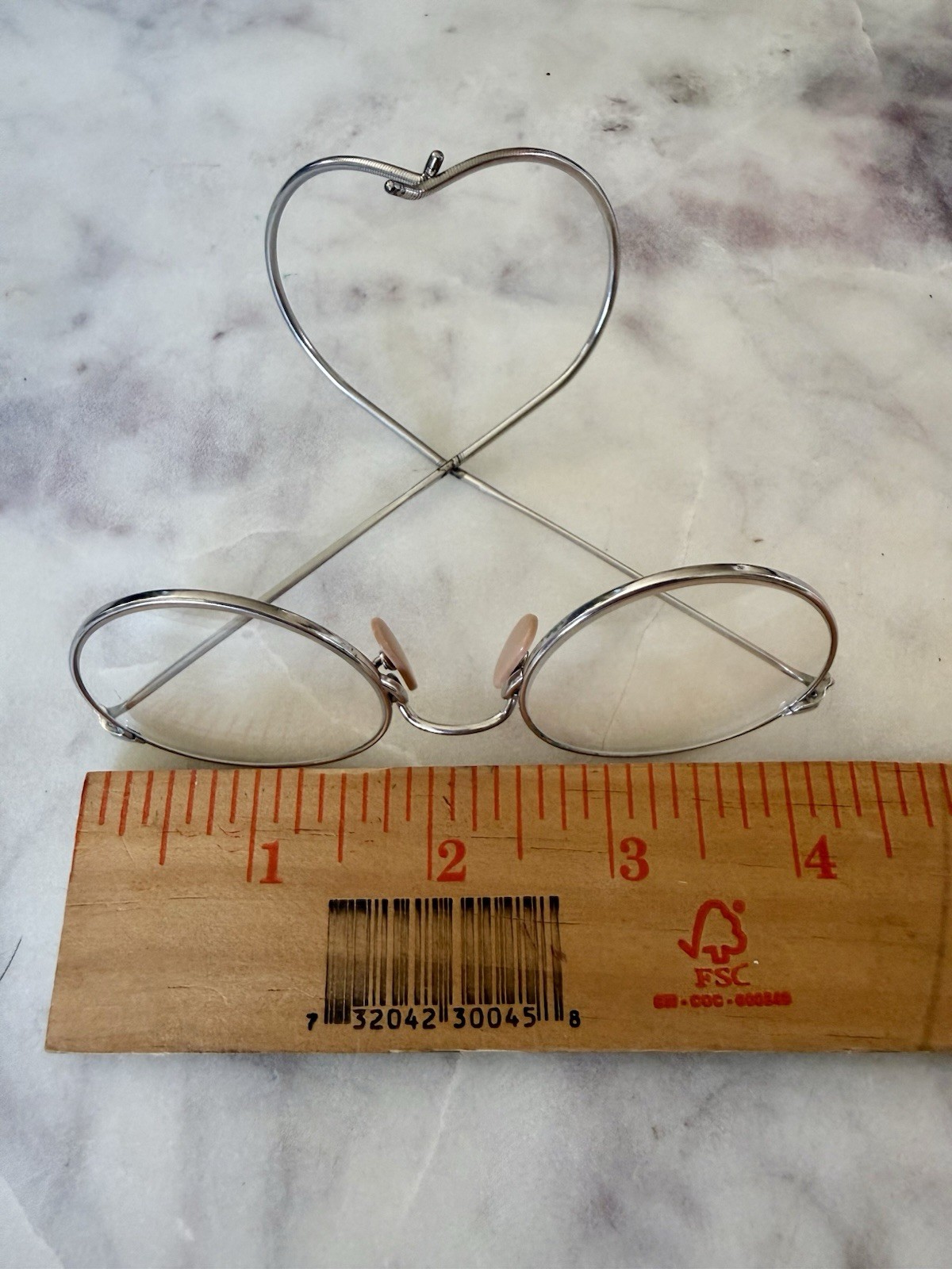 Vintage FLU‑VUE Round Wire Rim Eyeglasses Cable Temple Metal Frame Unisex Adult