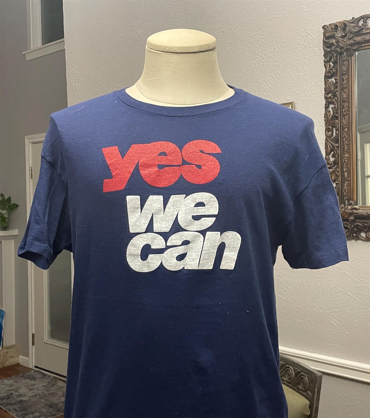 Vintage 70s Yes We Can navy blue T-shirt size M