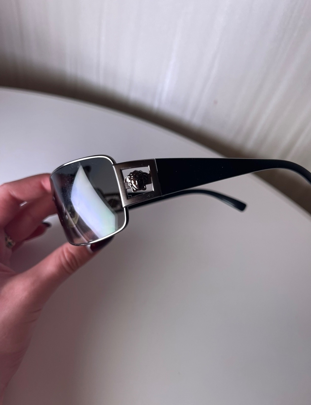 Versace Mod. 2032 Vintage Oval Sunglasses Silver Metal Frame 64□17 110 Made in I