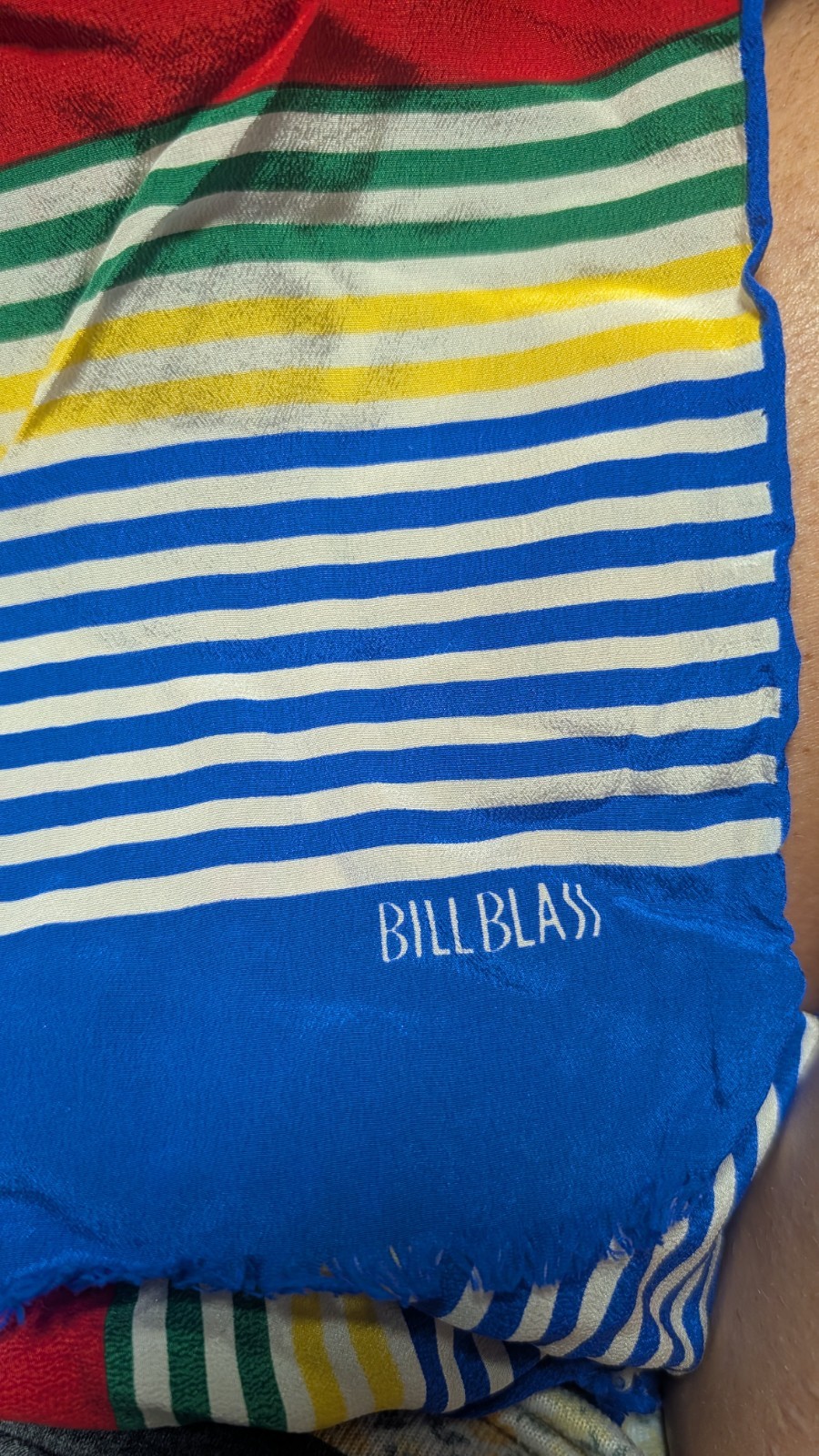 Vintage BILL BLASS Vibrant Multi Color Striped Silk 52″X 11″ Scarf