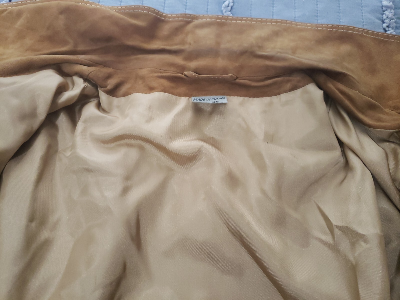 Vtg MATTERHORN INTERNATIONAL Suede Leather Coat Jacket Tan Camel size 48 Isreal