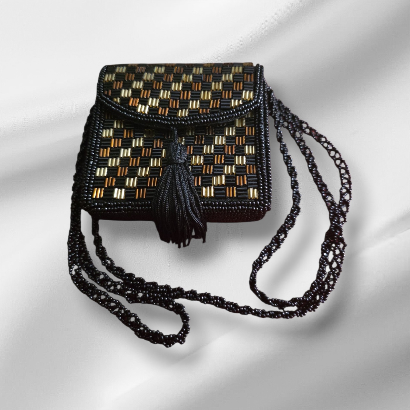 Vintage Small Beaded Purse With Shoulder Strap