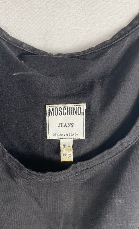 Vintage Y2K Moschino Jeans Women’s Black I Feel Good Graphic Tank Top Sz 10