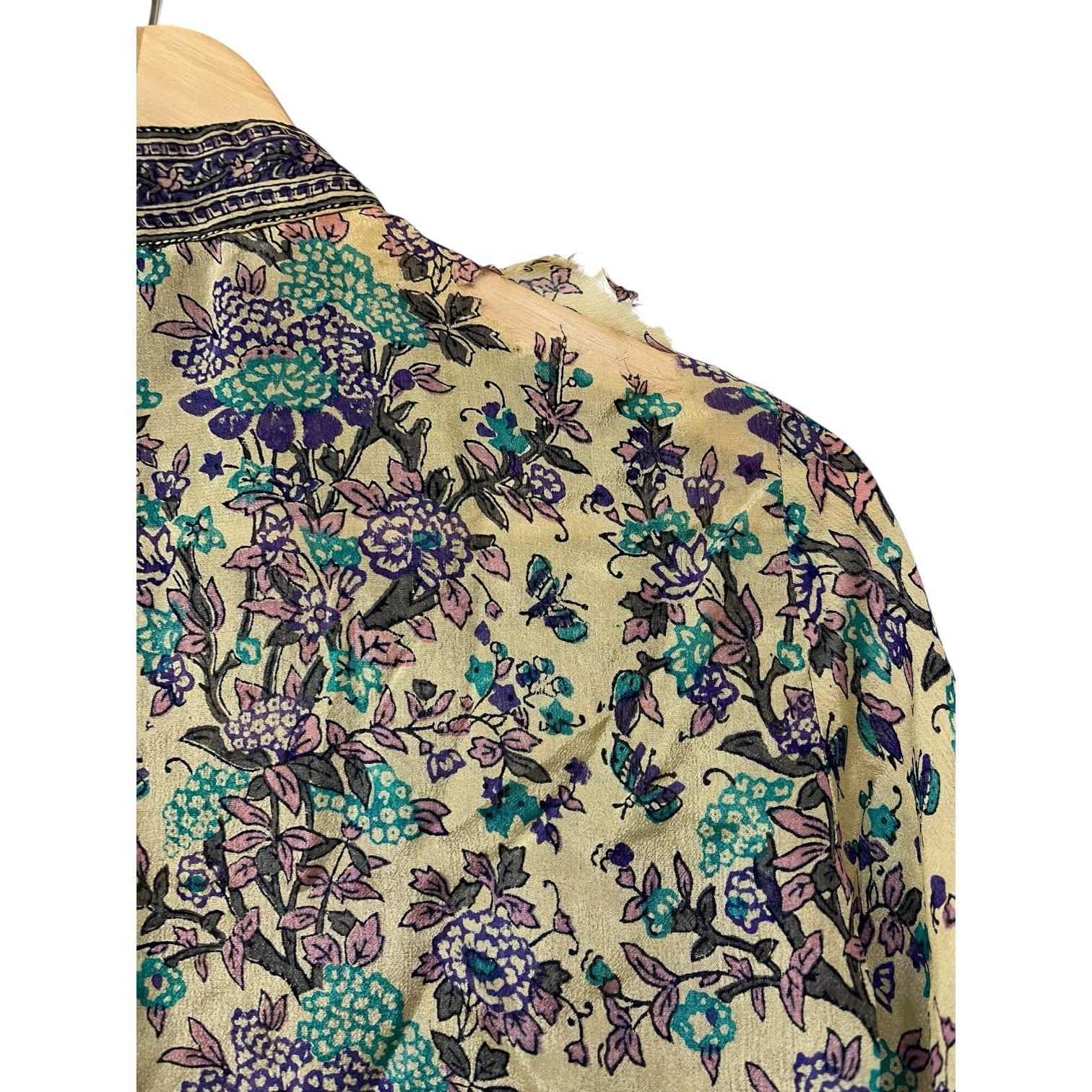 Vintage 70s Phool India Silk Block Top & Skirt Set S