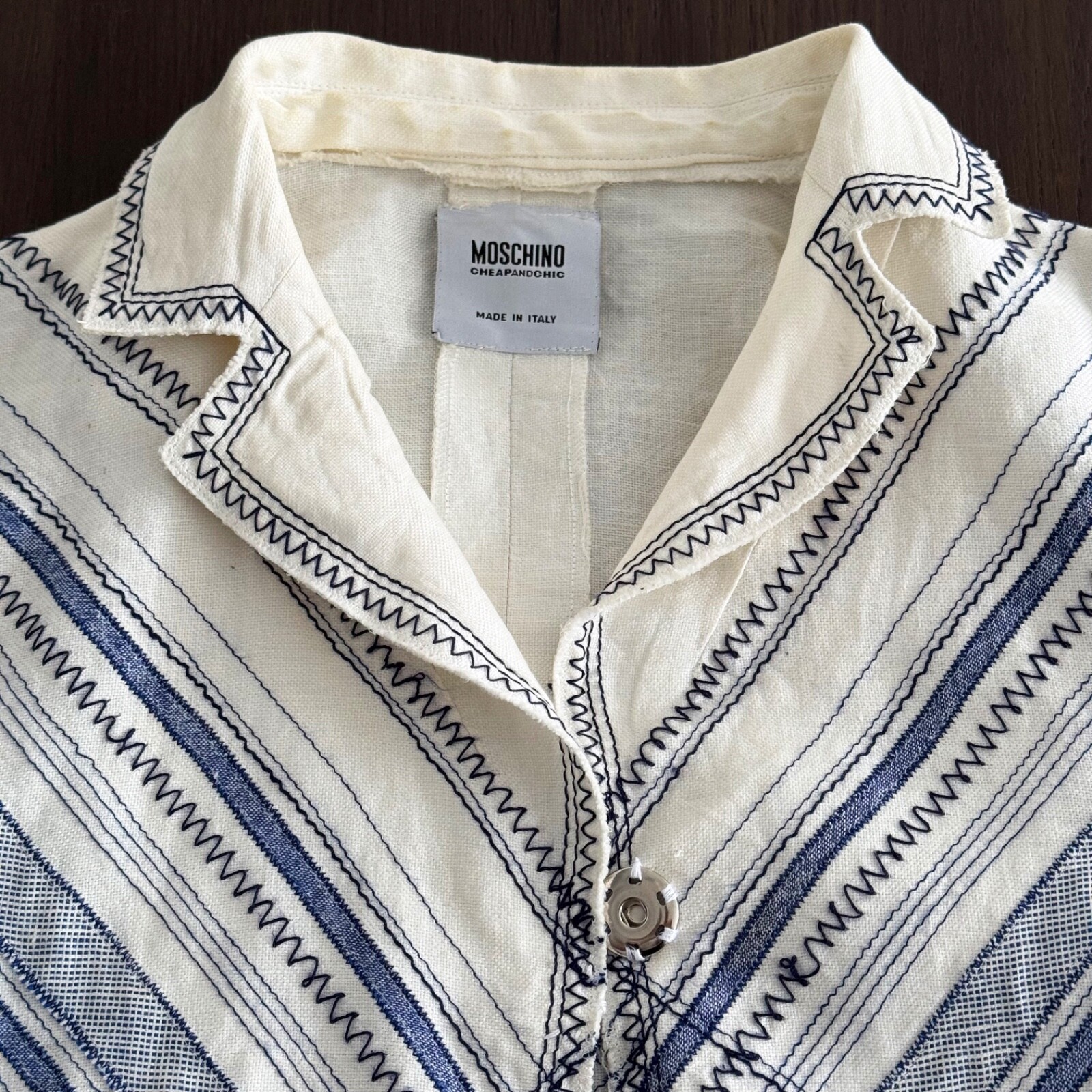MOSCHINO CHEAP AND CHIC Linen Striped Nautical Cropped Jacket