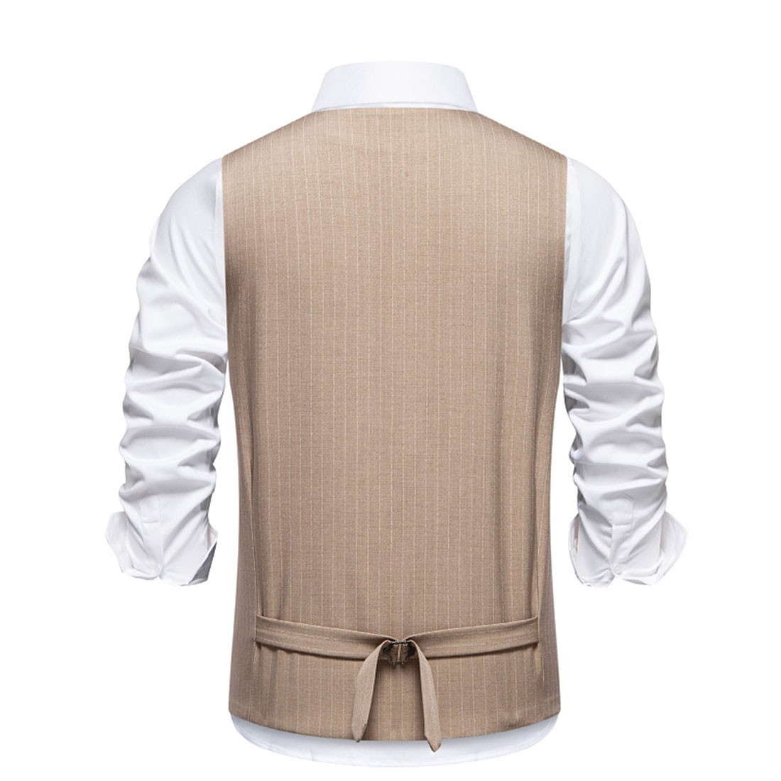 Men Casual Business Wedding Lightweight Waistcoat Slim Fit Suit Striped Vest