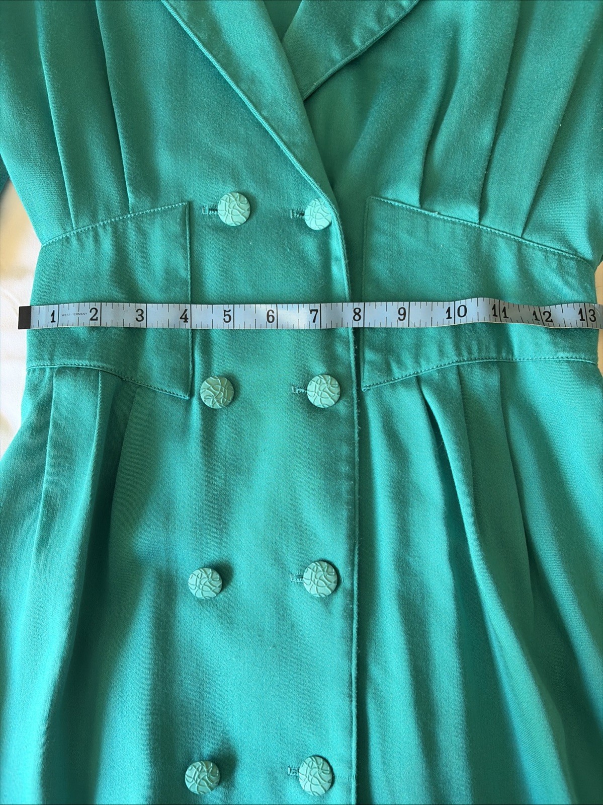Vintage REO Originals Women’s 80s 40s Revival Dress Teal Button Up Shirtwaist