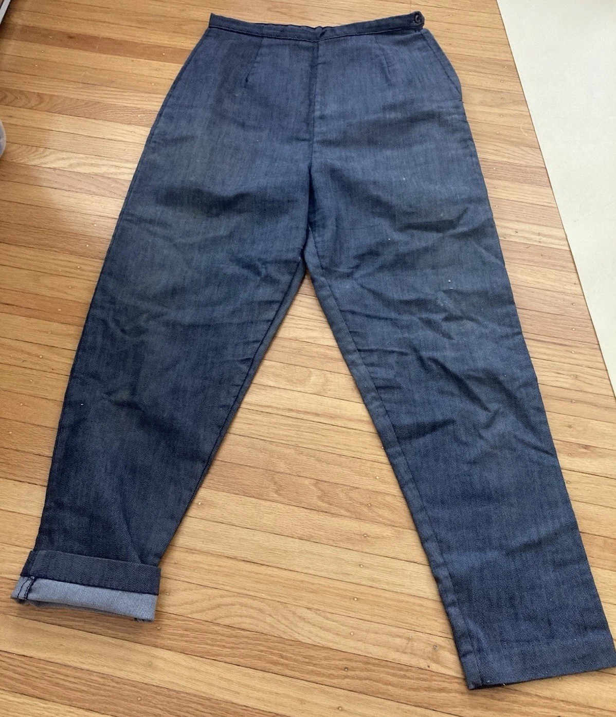 1960s Carol Brent Denim Jeans / vintage 60’s Cigarette Pants high waist 27×25.5