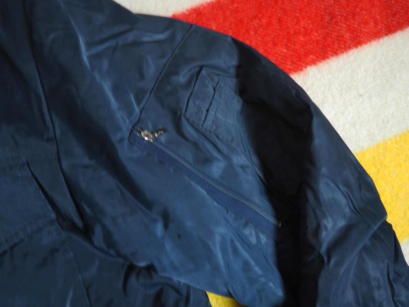 VTG 70s Sears Work Leisure Fade Blue Police Style Zip Sherpa Nylon Jacket Coat M