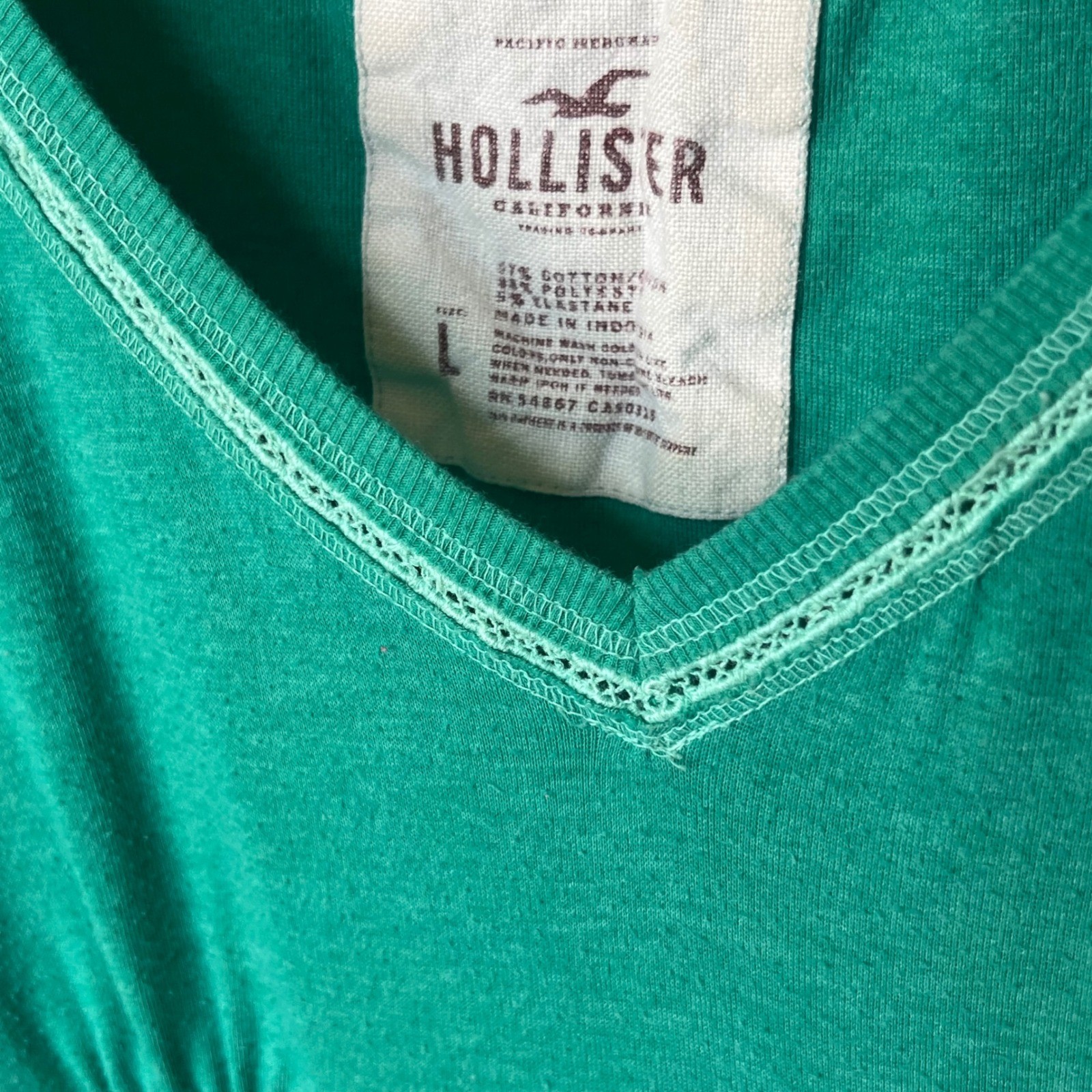 Hollister Large Women Bella Swan Baby Doll Top Green V-neck Y2K Vintage