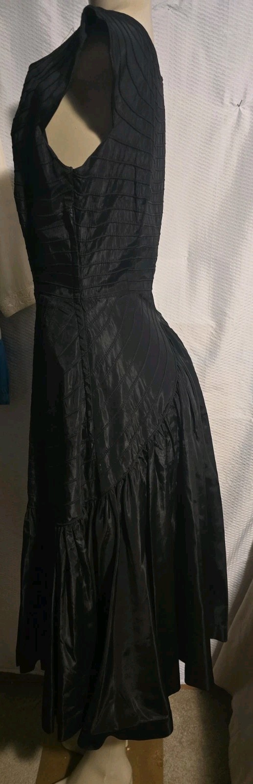 Vtg 1950’S Kasper Of Arnold Fox Black Taffeta Designer Dress MCM Size S/M