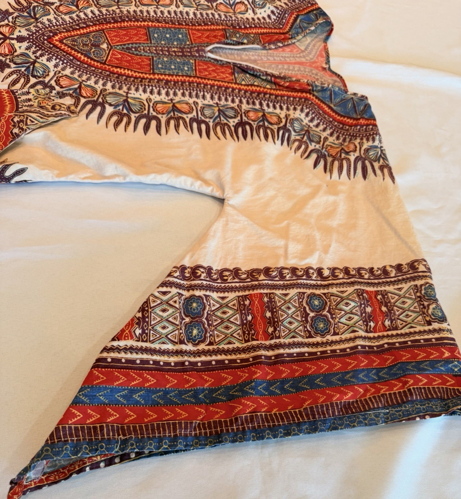 Vintage 1960s Dashiki Angel Wing Flared Tunic Hippie Bohemian Size Small