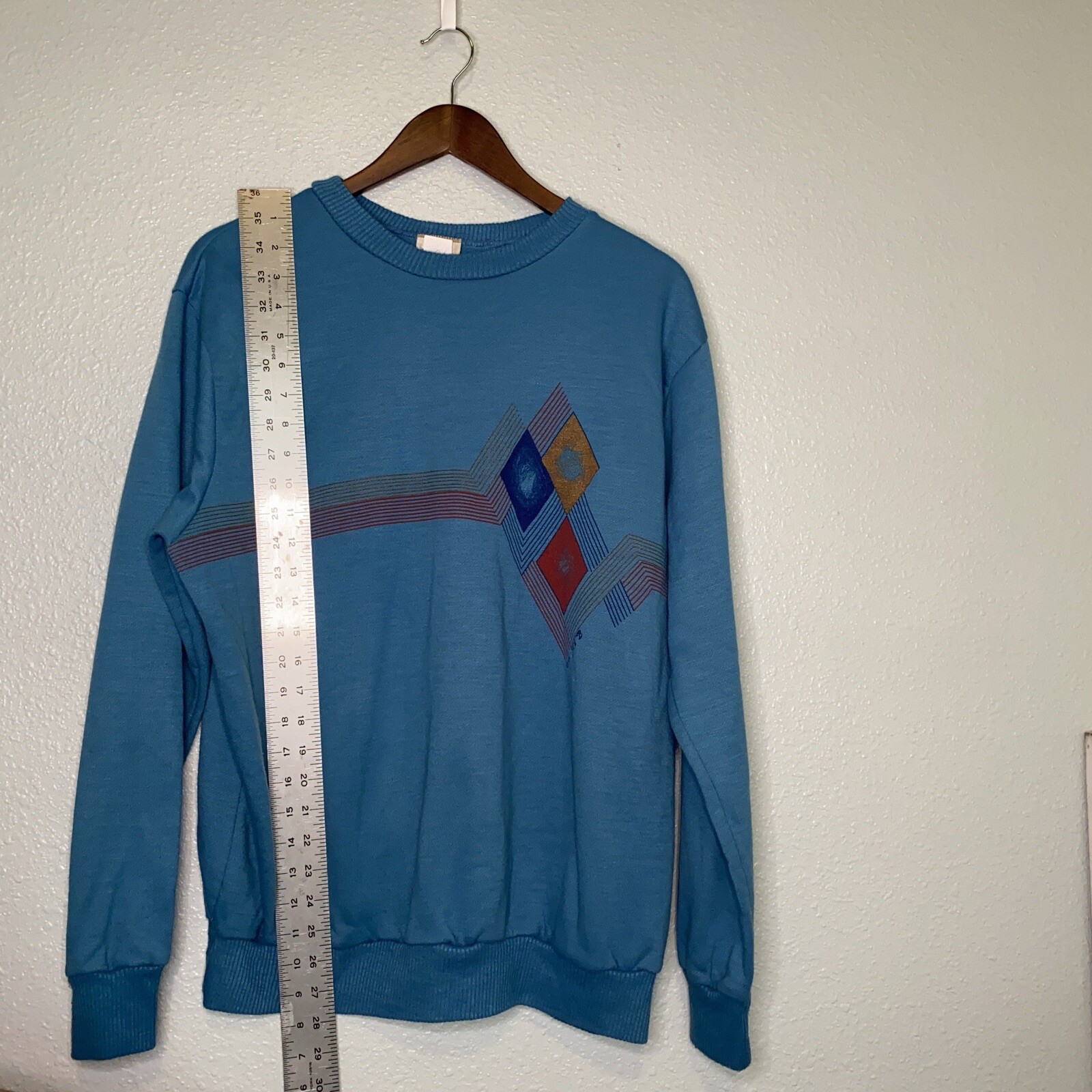 70’s VINTAGE Sweatshirt A Trifle Bit XL Geometric Audrey Nevitski 1970 ORIGINAL