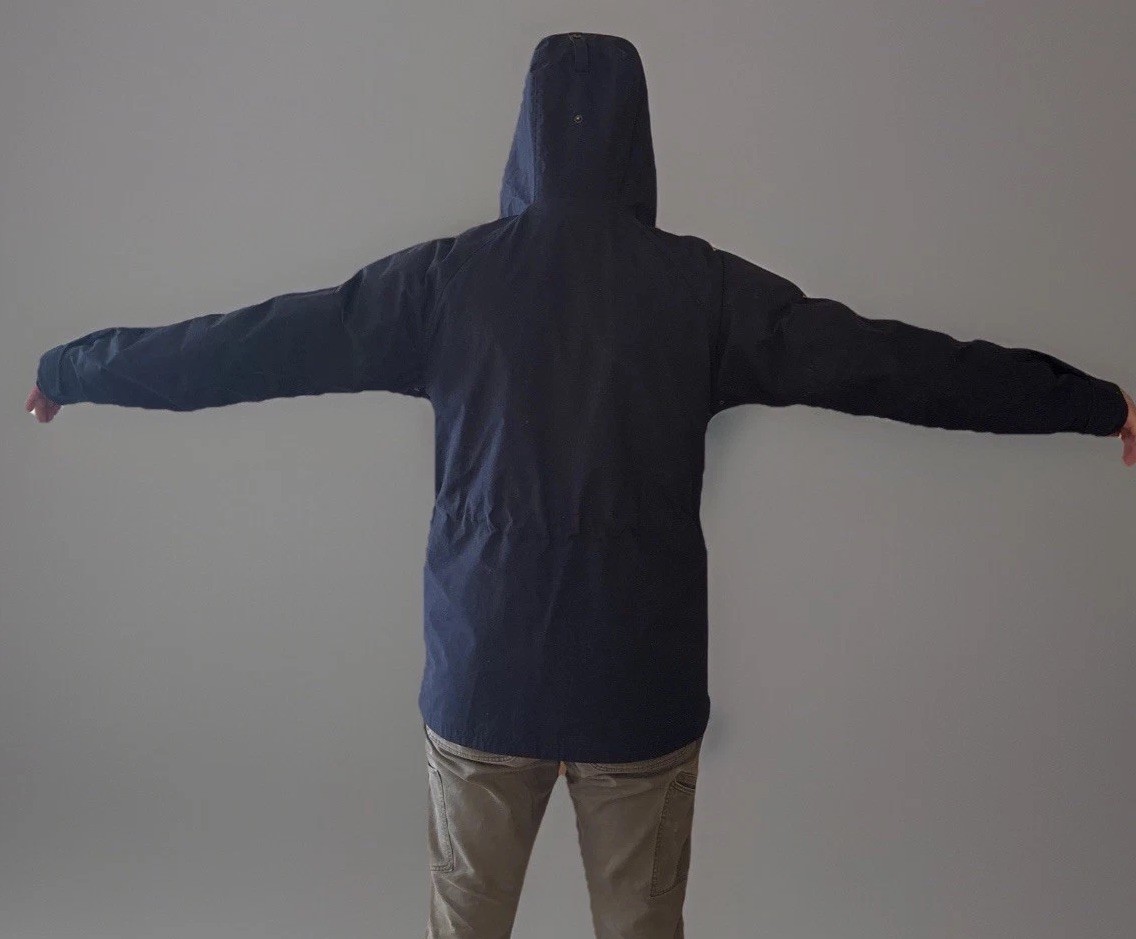 Navy Hood Mens Lands End Medium Vtg Squall Slicker Waterproof Lined Rain Coat