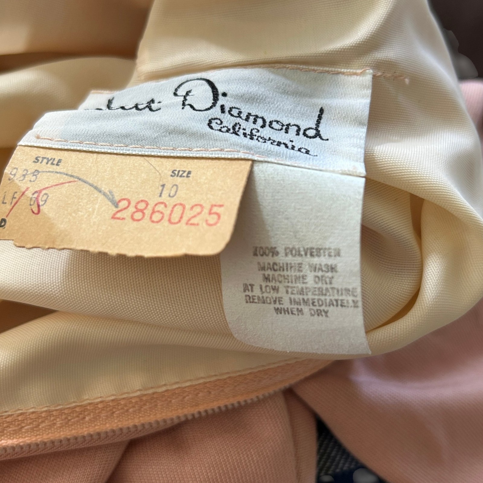Vintage 1970s Lilli Diamond California Peach Pink Maxi Dress Belted Size 10