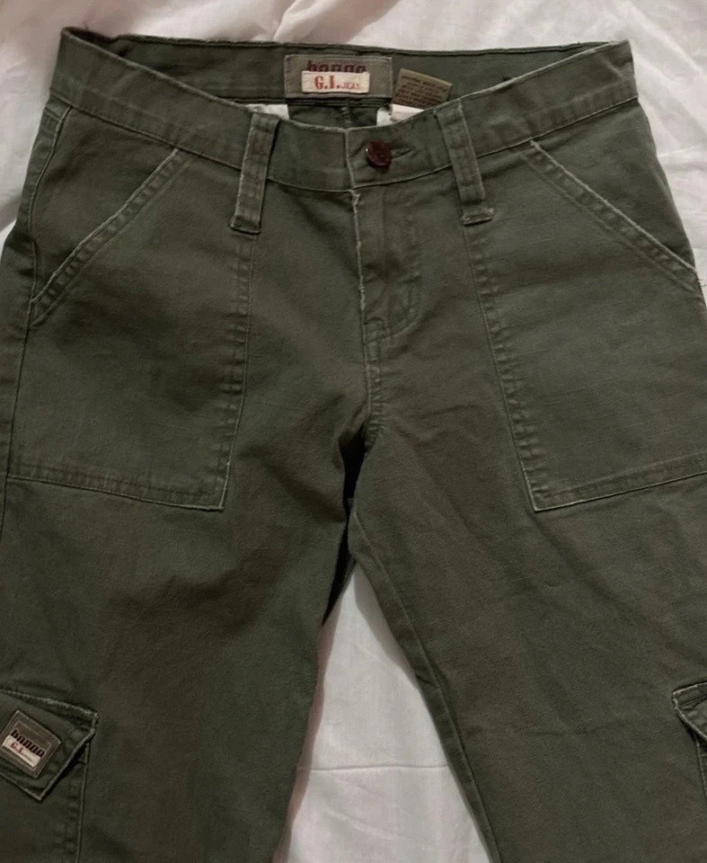 Bongo G.I Jean Y2K VTG 90’s Flare Leg Canvas Cargo Pants Drab Green Size 3