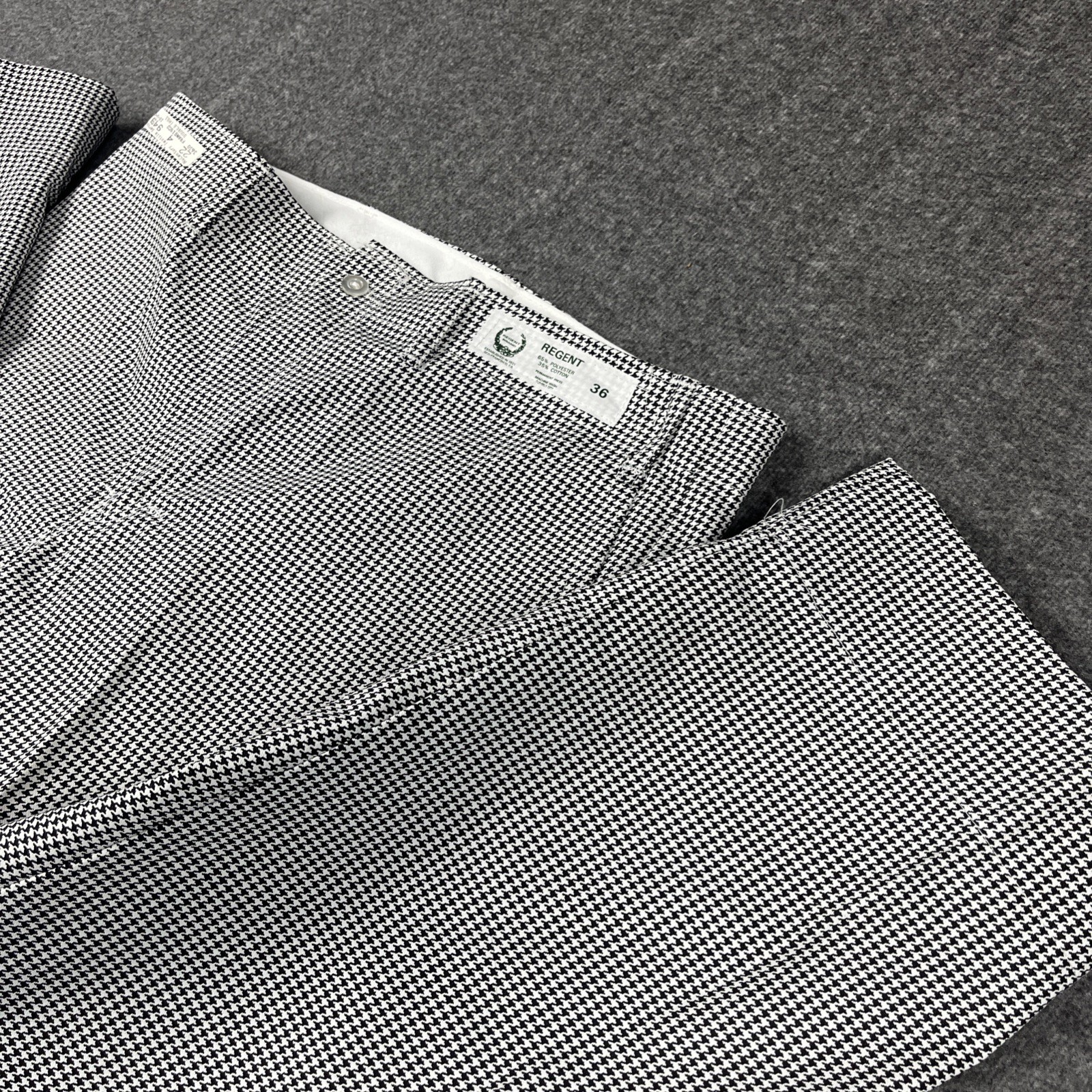VTG Houndstooth Permanent Press Regent Brand Mens 36×30(34″x30) Retro Rockabilly