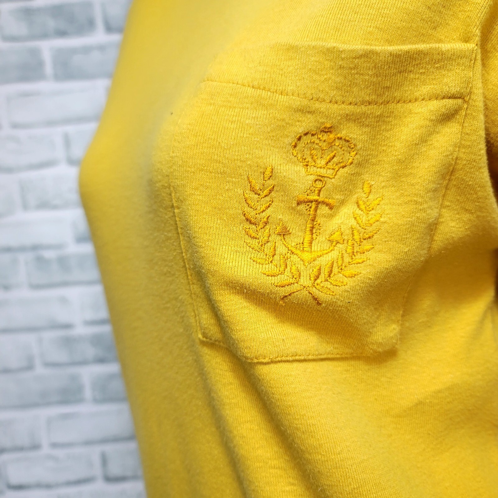 Vintage Disorderly Conduct Yellow Sweatshirt Dress Mock Neck Crest Logo Normcore