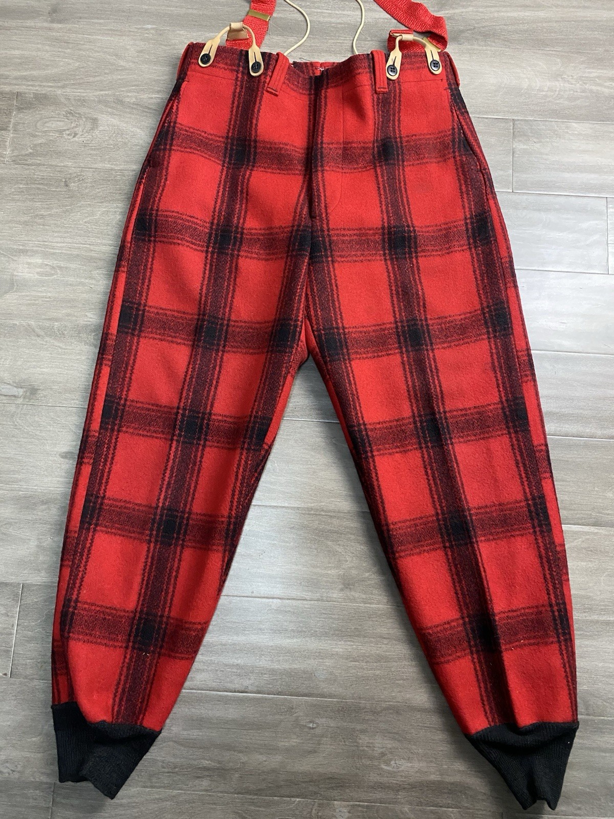 Vintage Sears Wool Hunting Pant 36×32 Jc Higgins Plaid Check Red Knickerbocker