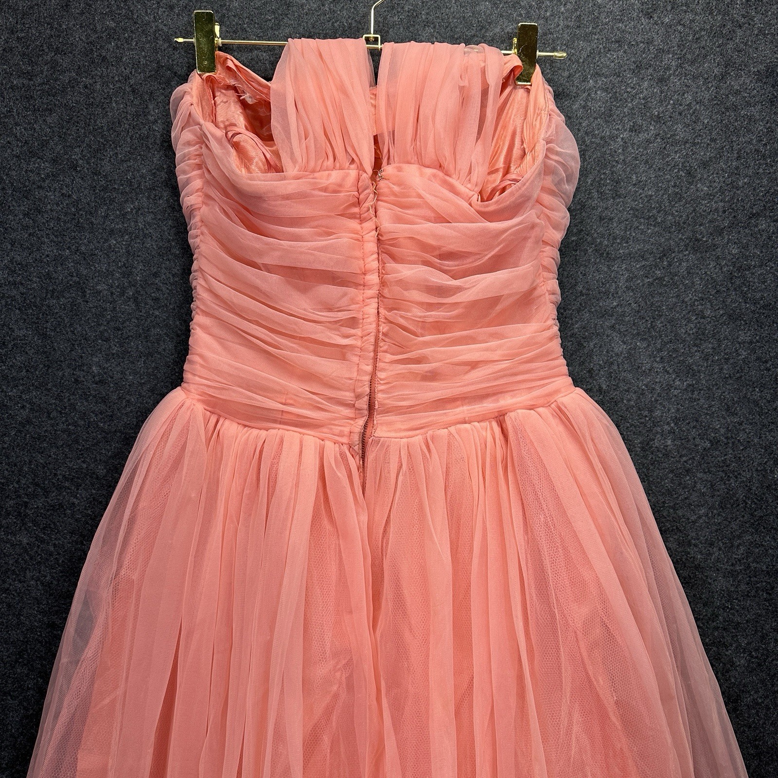 VTG 50s Coral Tulle VLV/ Coquette/whimsy/fairy Dress S Waist 25 In