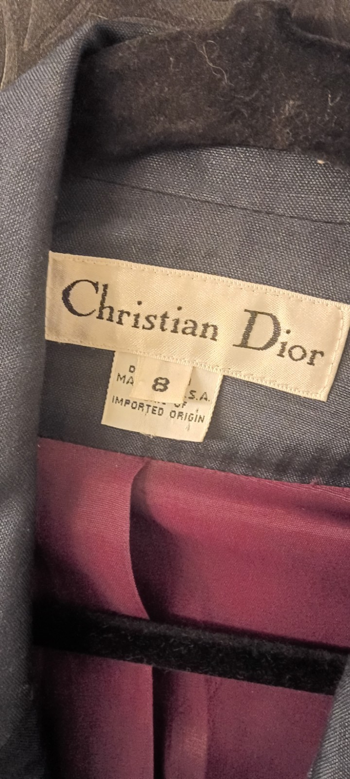Vintage Christian Dior Plaid Double Breasted Blazer Navy Size 8