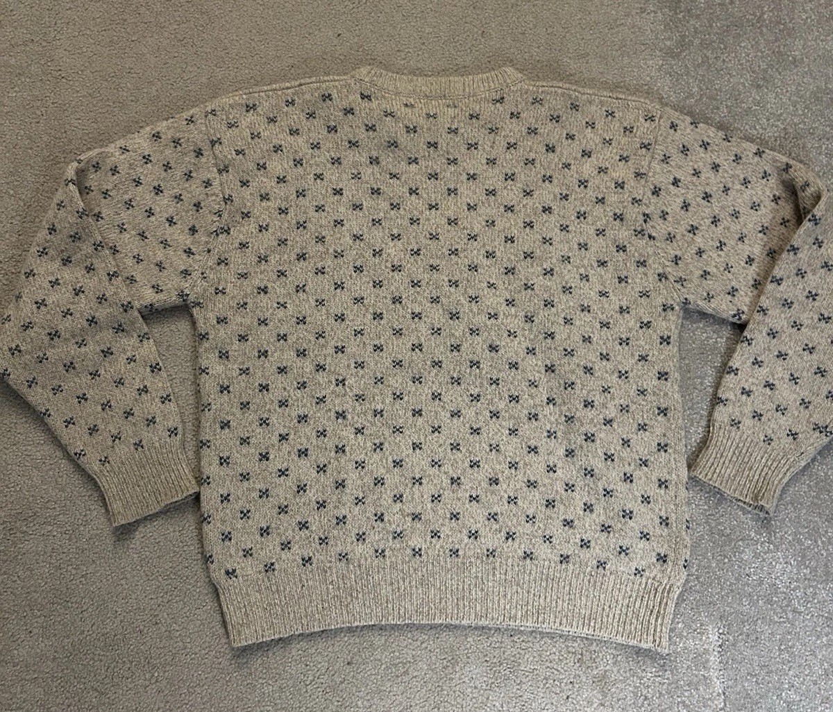 Vintage 80s Eddie Bauer Cat In The Window Wool Knit Sweater Size Large