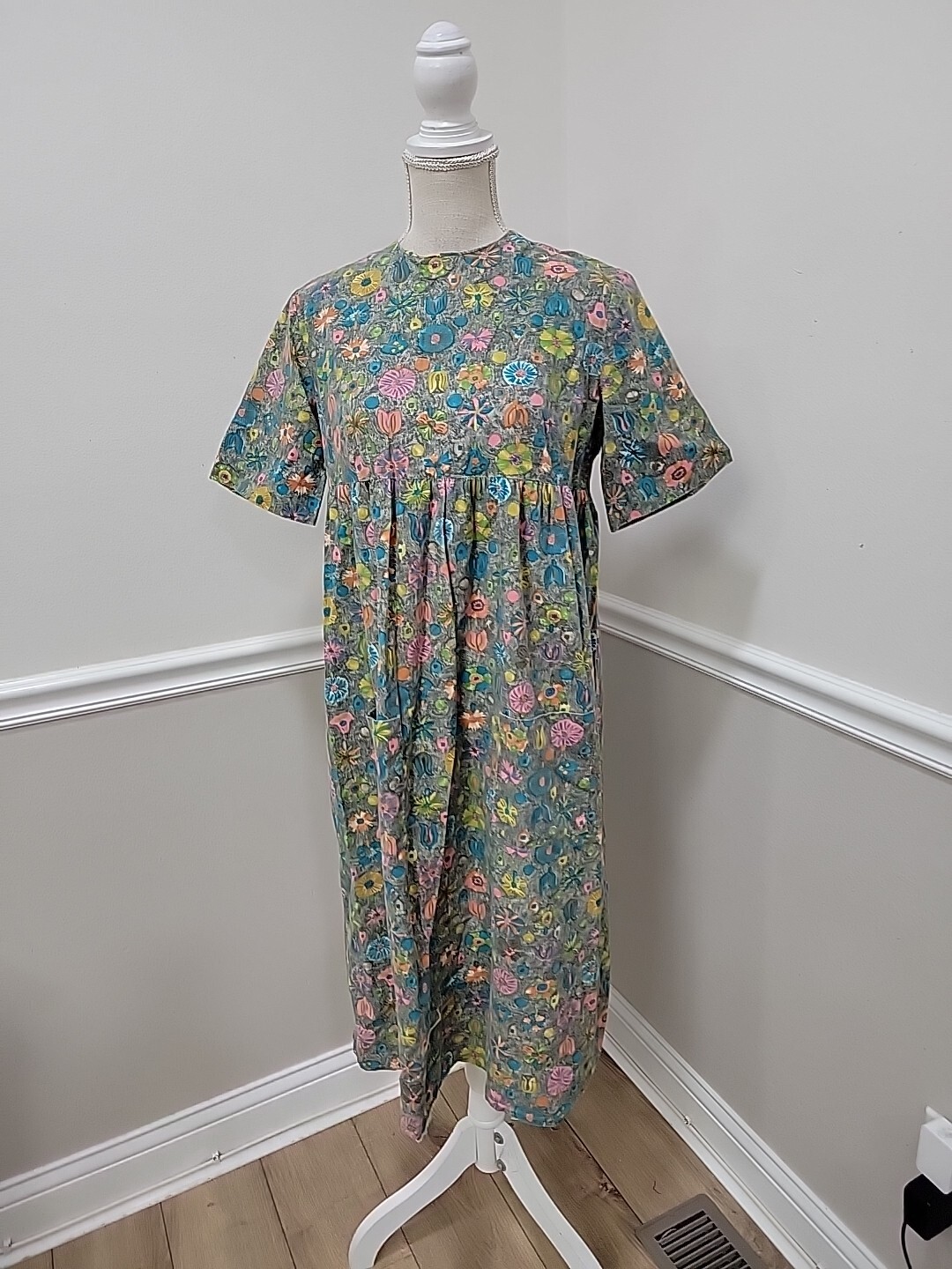 Vtg 45 s Princess Peggy Cotton Dress DEADSTOCK Floral