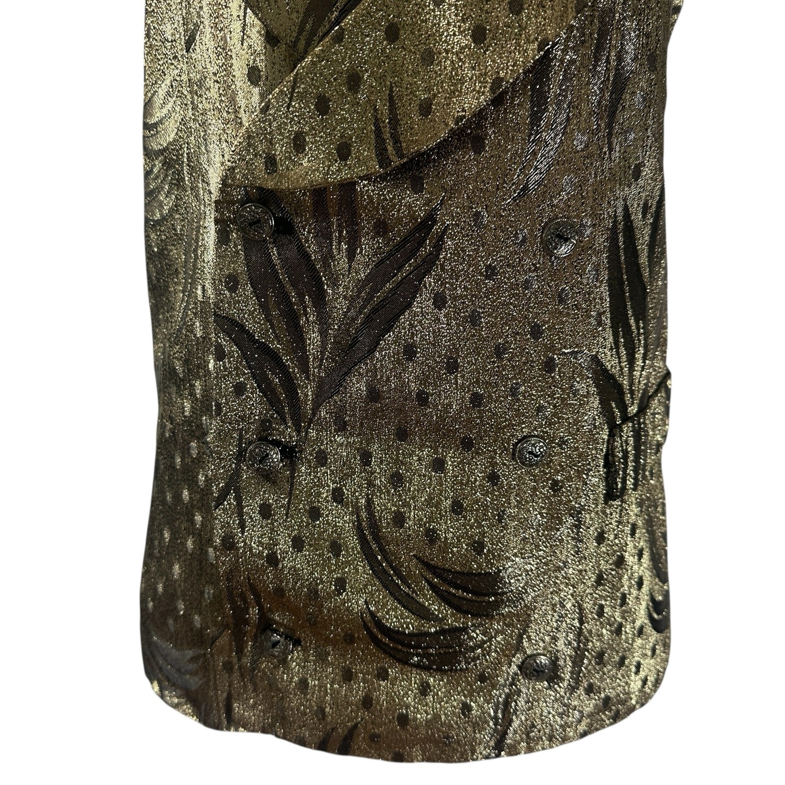 Vintage 80s Gold Metallic Lamé Brocade Custom Made Cocktail Vest L XL