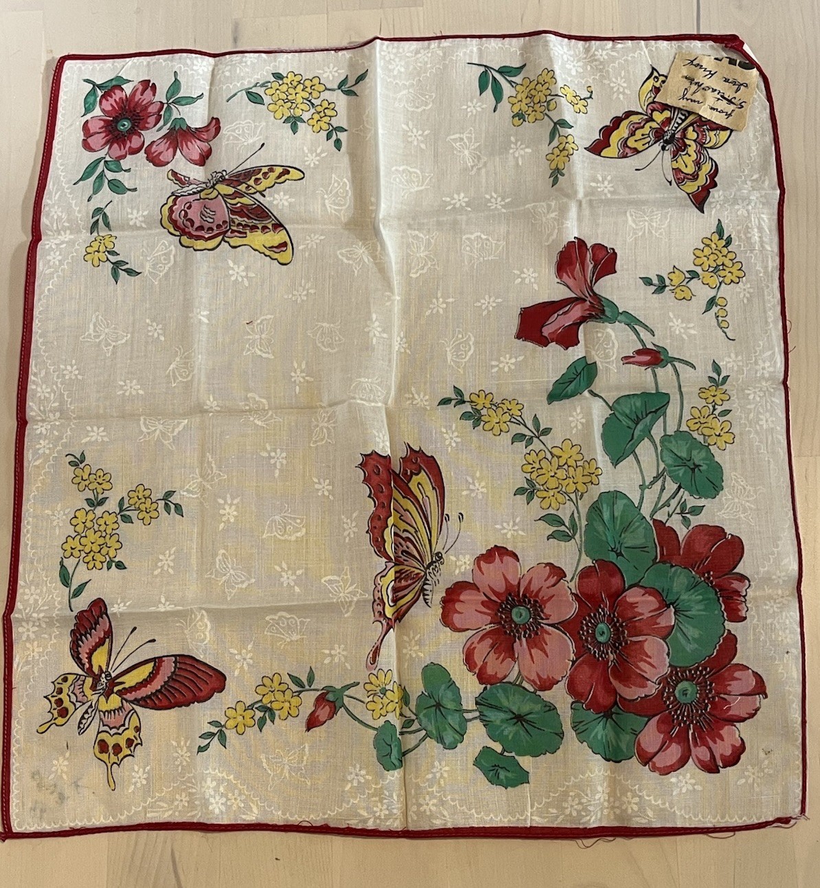 Lot of 5 Pretty Classic Vintage Women’s Handkerchiefs Hankies Floral Butterflies