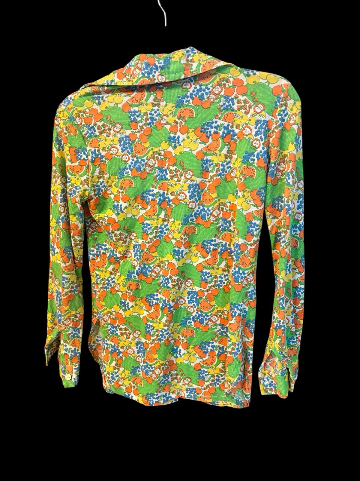 1970S Vintage Women’s Colorful Button Up Long Sleeve Lightweight Shirt Size M