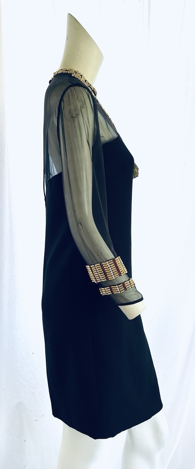 Chloe Vintage Beaded Trompe L’Oleil Silk Dress Lagerfeld NWT Archival Circa 1982