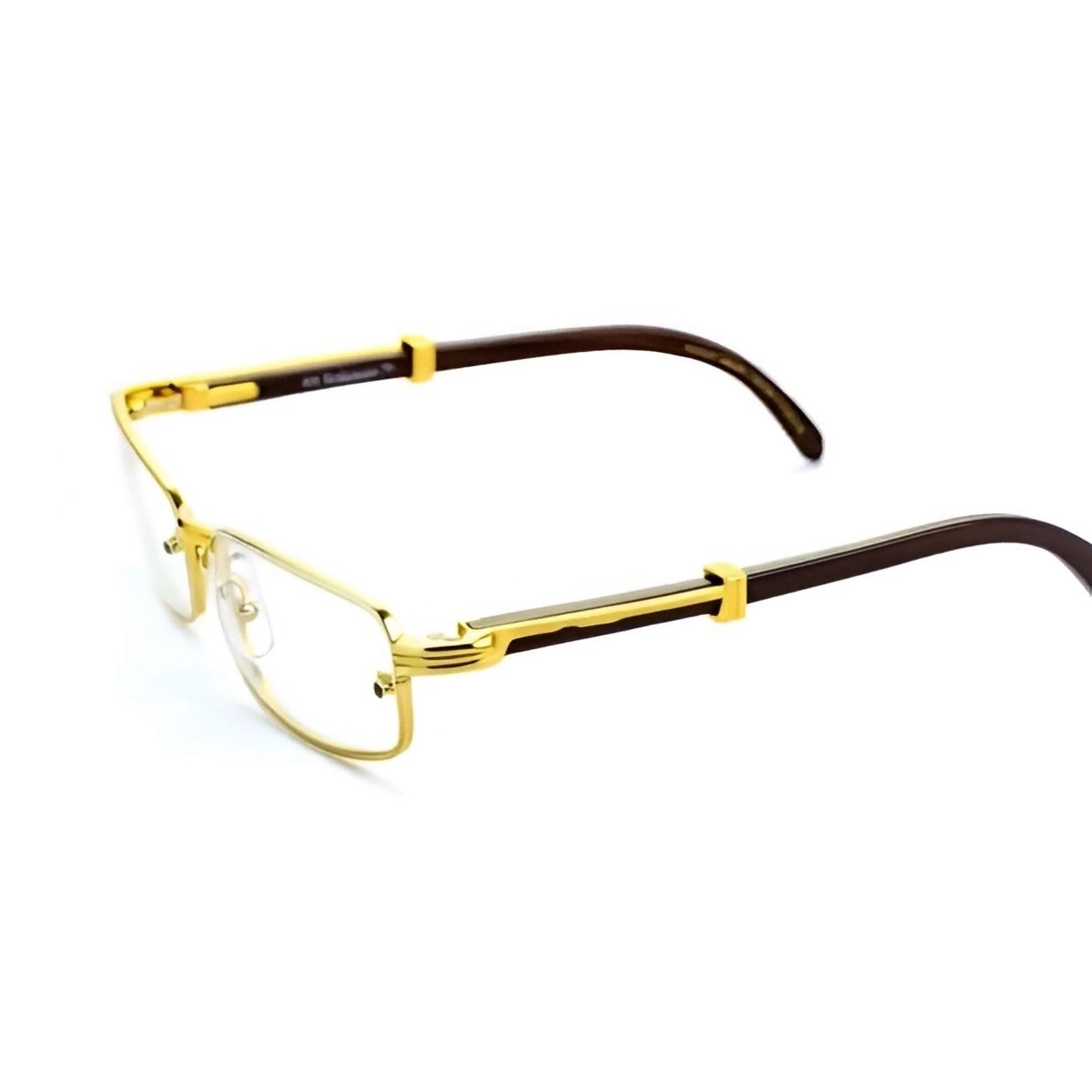 Gold Frame Glasses Wood Temple Women Designer Style Fashion Eyeglasses Gafas New