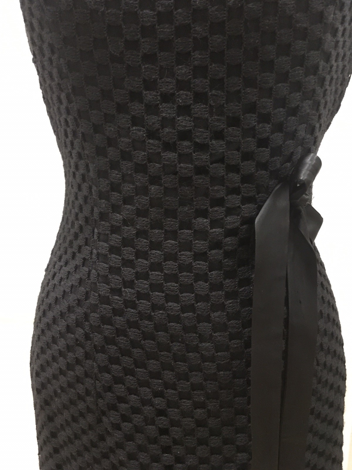 Vintage 1950’s Greta Plattry Original Black Cotton Knit Dress Medium Women’s
