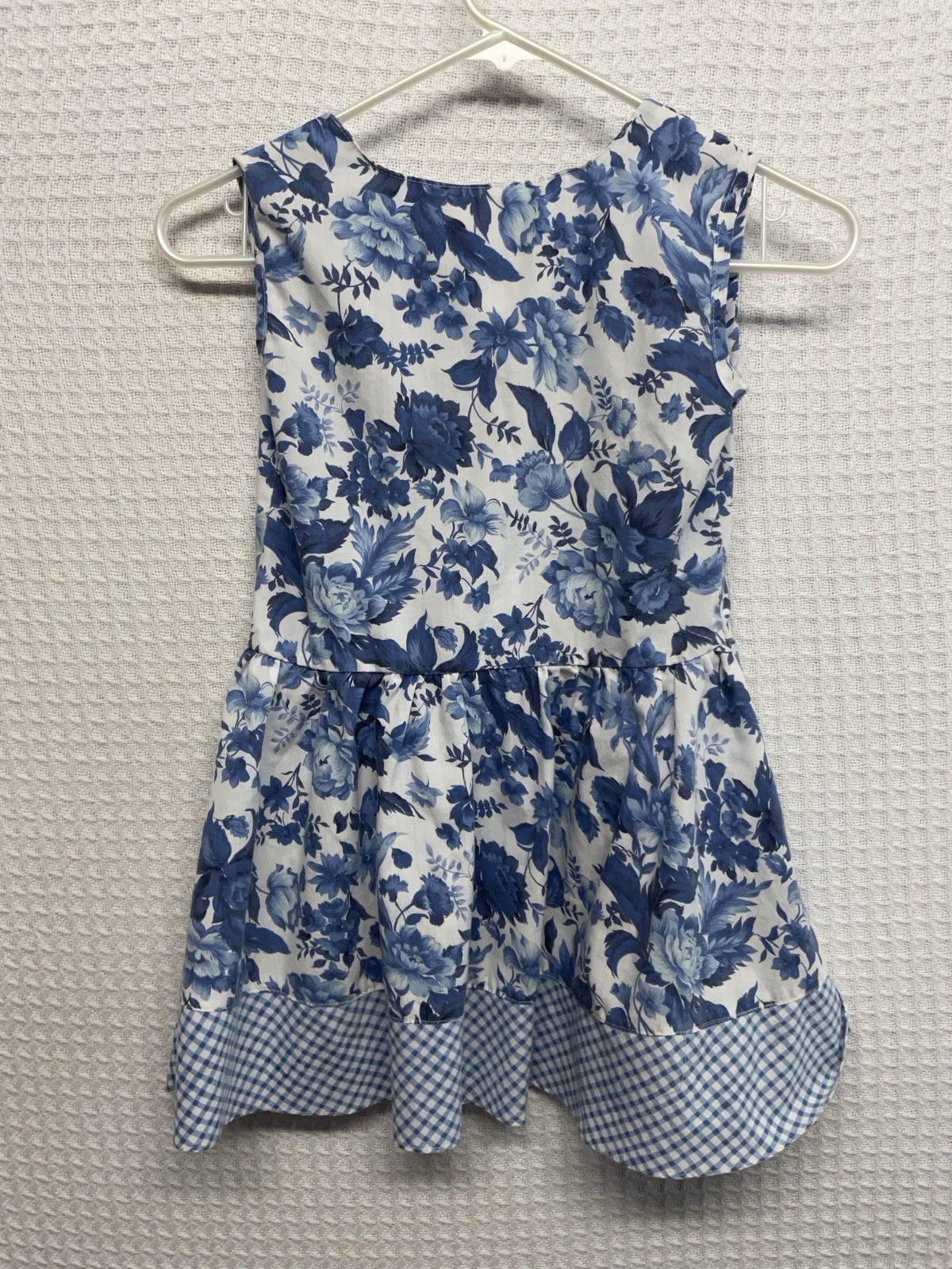 Vtg Rachel’s Kids Floral Dress 4-5 Philippines Gingham Rose Buttons Cottage Core