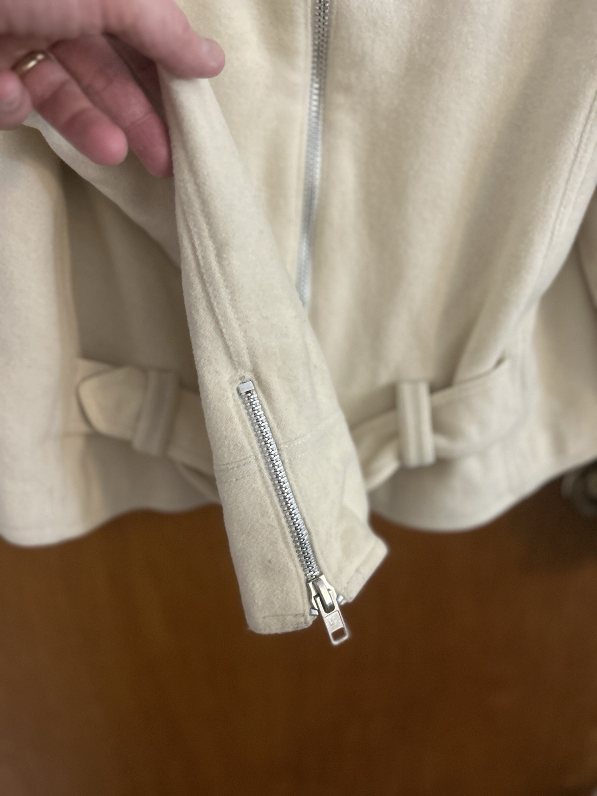 Vintage David N Moto Style Jacket wool Cashmere cream zip-up Romania Italy 80s