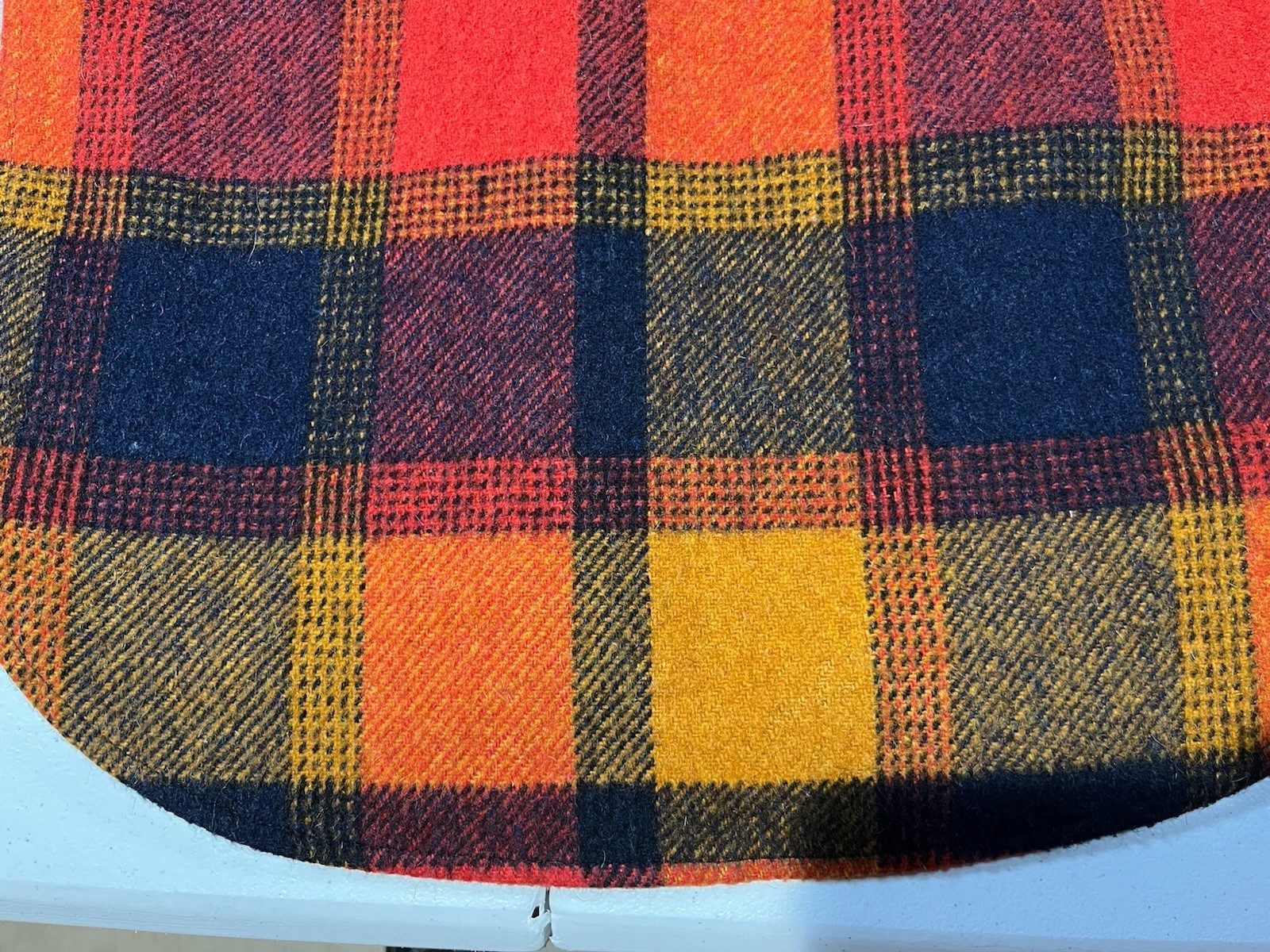 vtg 1970s Fox Knapp WOOL coat jacket SHERPA LINED orange plaid USA MADE women 16