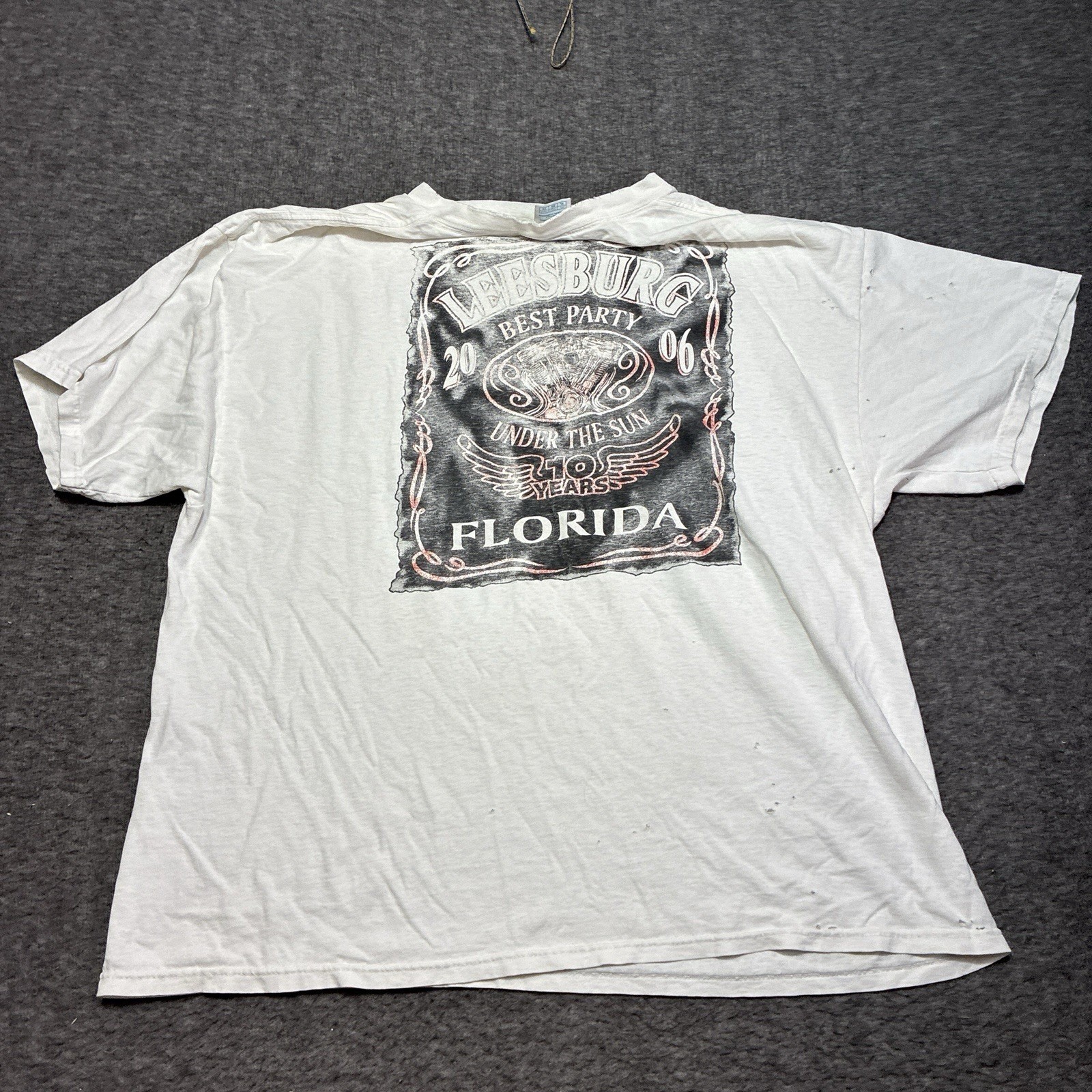 Vintage Leesburg Bike Fest Shirt 2006 Y2K Thrashed Men XL Punk Grunge Faded